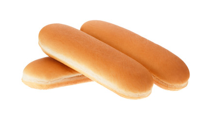 Hot dog buns isolated on white background.