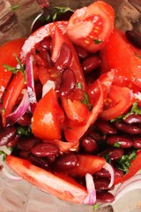 Vegetable salad with tomatoes beans and parsley