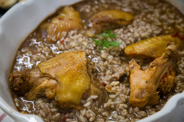 Homemade cok rice, gastronomy of the north of Portugal.