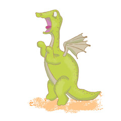 DINO CRY Prehistoric Cartoon Beast Fairy Tale Funny Emotional Dinosaur Animal Hand Drawn Vector Illustration for Print Fabric and Decoration