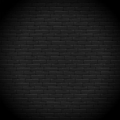 realistic isolated black brick wall background for decoration and covering