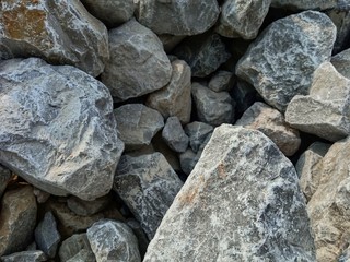 Abstract stones in construction Used in slope protection against soil collapse
