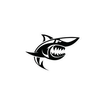 logo black shark icon vector