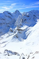 View of Alps from Schilthorn. Bernese Alps of Switzerland, Europe.