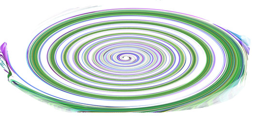 Gren and purple concentric lines on a white background