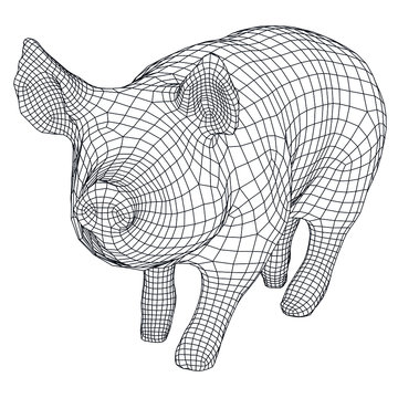 recommend clip art: Pig polygonal lines illustration. Abstract vector pig on the white background