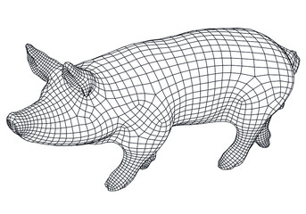 Pig polygonal lines illustration. Abstract vector pig on the white background