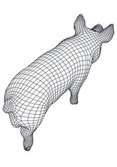 Pig polygonal lines illustration. Abstract vector pig on the white background