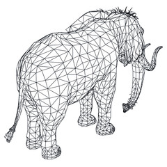 Naumann's Elephant polygonal lines illustration. Abstract vector elephant on the white background