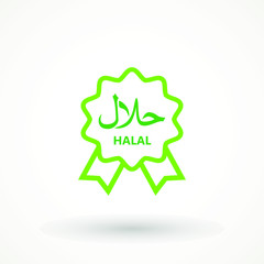 Halal logo icon vector. Halal food emblem .Sign design. Certificate tag. Food product dietary label for apps and websites