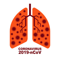 Human lungs medicine microscopic research concept. Respiratory virus infection danger, coronavirus. Flu pandemic medical concept. Vector illustration of prevention from influenza virus