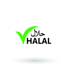 Halal logo icon vector. Halal food emblem .Sign design. Certificate tag. Food product dietary label for apps and websites