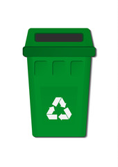 Bright green trash can. Separate collection of garbage and waste. The concept of environment, ecology. Icon for your design. Vector