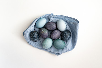 Black and blue colored easter eggs