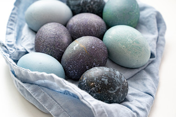 Black and blue colored easter eggs