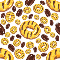 seamless pattern with bright donuts