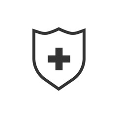 Medical Shield icon isolated on white background. Vector illustration.