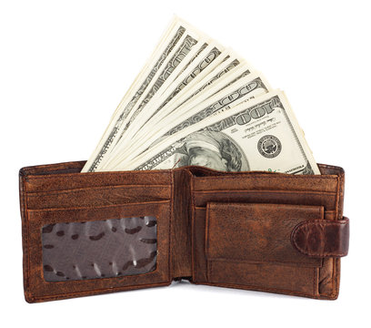 money and portmane on the isolated background