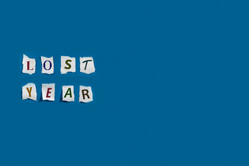 Blue paper background with conceptual text: 