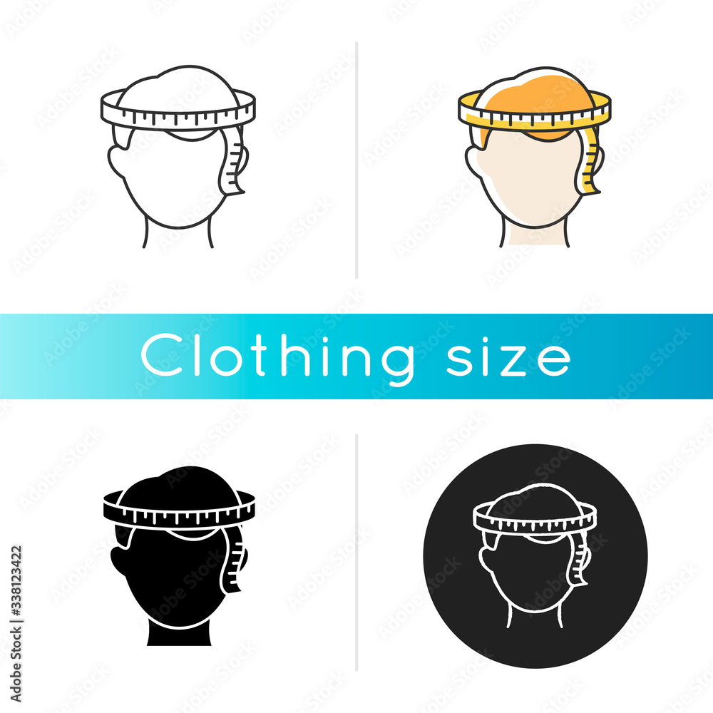 Poster head circumference icon. linear black and rgb color styles. human body measuring parameter. dimensio