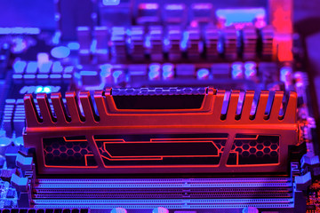 Random access memory the strip is inserted into the motherboard. Motherboard out of the box...