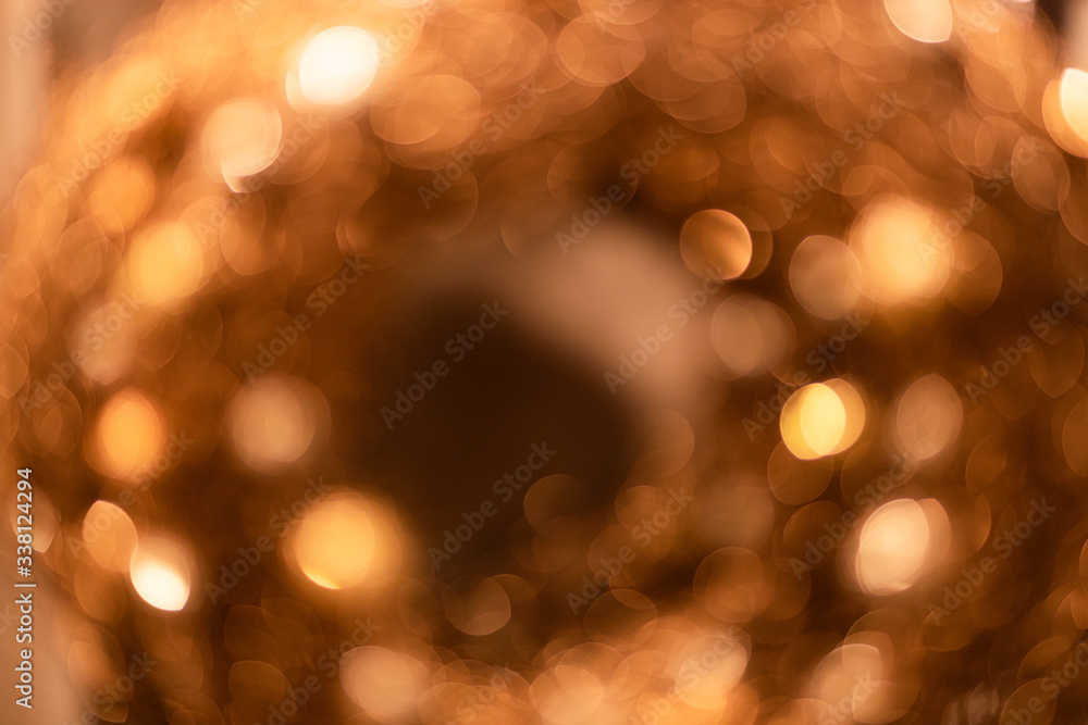 Wall mural golden christmas lights blure bokeh