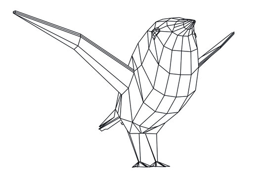 recommend clip art: Bird polygonal lines illustration. Abstract vector bird on the white background