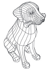 Labrador retriever dog polygonal lines illustration. Abstract vector dog on the white background