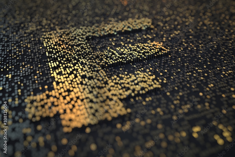 Aufkleber golden numbers bars compose chf swiss franc symbol on black background. 3d rendering