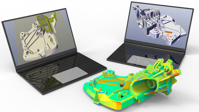 3D rendering - finite element analysis of a metallic cover