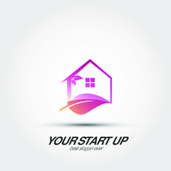 Natural house logo template for real estate company
