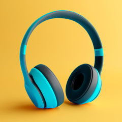 Fototapeta na wymiar 3d render of headphones image in minimal style