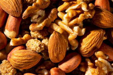 Close up shot of mixed nuts.