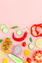 Composition with fresh vegetables