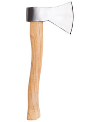 Axe with wooden handle isolated on a white background
