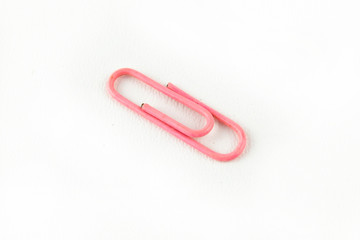 Pink Paper Clip isolated on white background