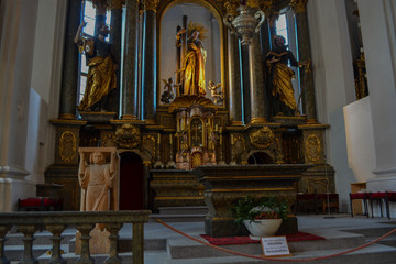 Fototapeta na wymiar BERCHTESGADEN, GERMANY - AUGUST 26 2016: Baroque interior of Wallfahrtskirche Maria Gern, pilgrimage church near Berchtesgaden.