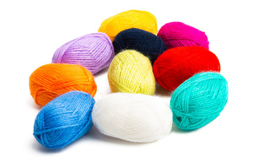 colored skeins of thread isolated