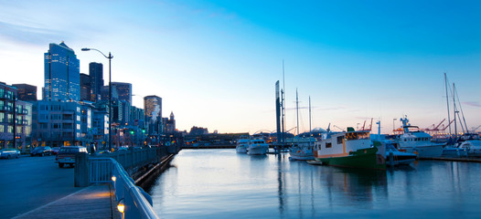 Twilight in Seattle, downtown