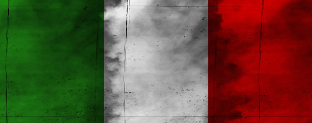 Flag of Italy. Grunge scratched overlays texture. Design element.