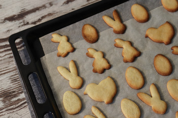Homemade cookies from the oven, biscuits in the form of hares