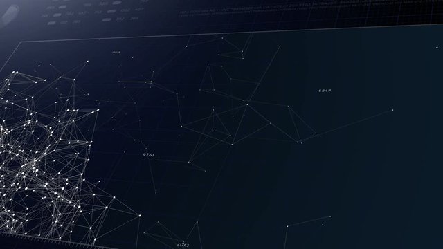 Abstract particles animation on blue background.