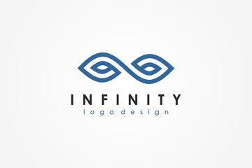 Blue Line Infinity Logo isolated on White Background. Flat Vector Logo Design Template Element.
