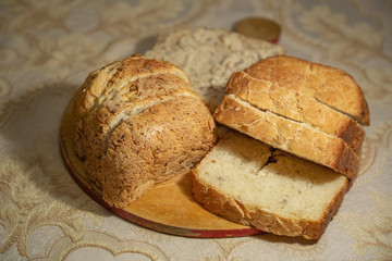 Homemade freshly baked hot bread with a delicious crisp