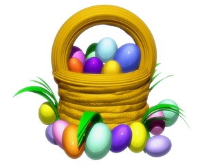 Colorful Easter Eggs on White