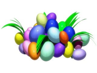 Colorful Easter Eggs on White