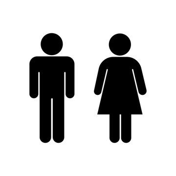 Man and woman icon isolated in white background. Male female sign. Flat vector icons.