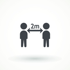 Keep distance sign. Coronovirus epidemic protective equipment. Preventive measures. Steps to protect yourself. Keep the 2 meter distance. Vector illustration. Social Distancing Icon Vector