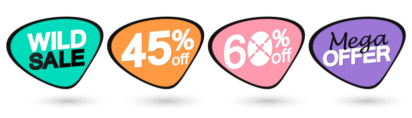 Set Sale banners design template, discount tags, app icons, vector illustration 
