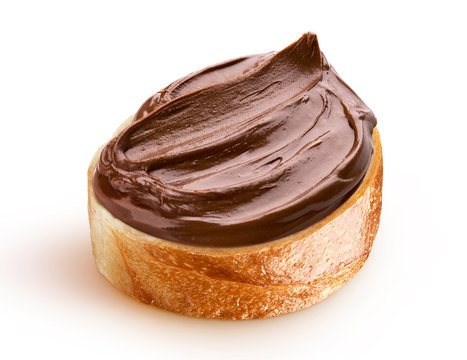 Slice of bread with chocolate cream with hazelnut